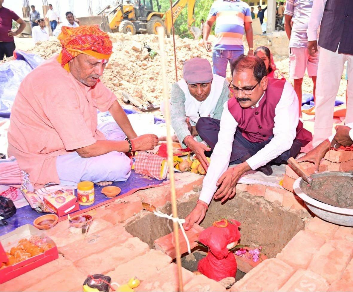 Foundation stone for the construction of Shree Benga Sah Secondary School in Prasauni Rural Municipality-2, Bara District